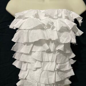 Zara White Ruffled Strapless Top